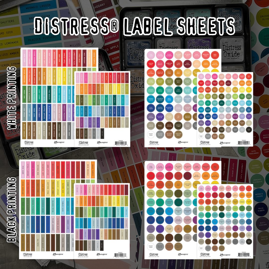 Ranger Tim Holtz Distress® Label Sheets Assorted Bundle - White & Black Printing
