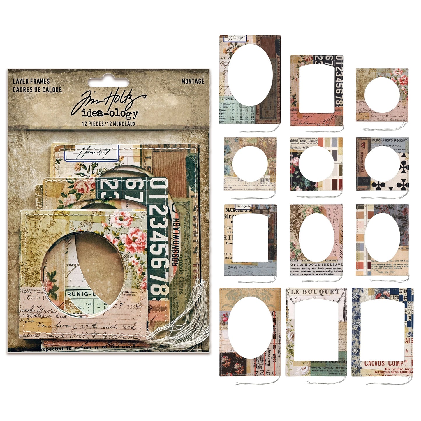 Idea-ology Tim Holtz Layer Frames Montage - 12 Pcs