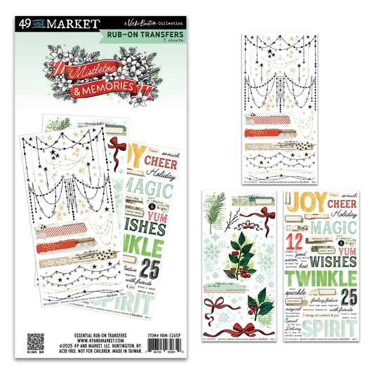 49 And Market Mistletoe And Memories Rub-On Transfer Set - Essential