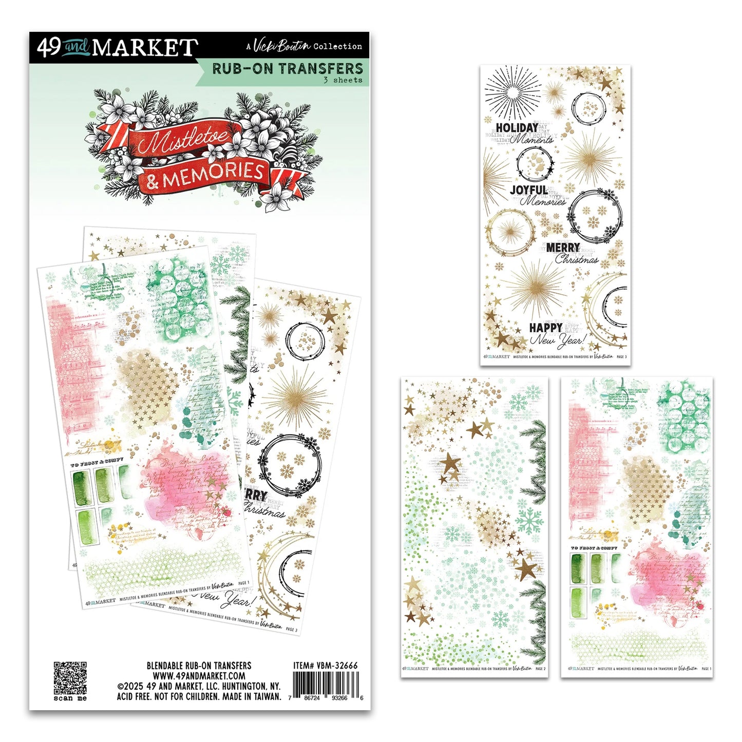 49 And Market Mistletoe And Memories Rub-On Transfer Set - Blendable