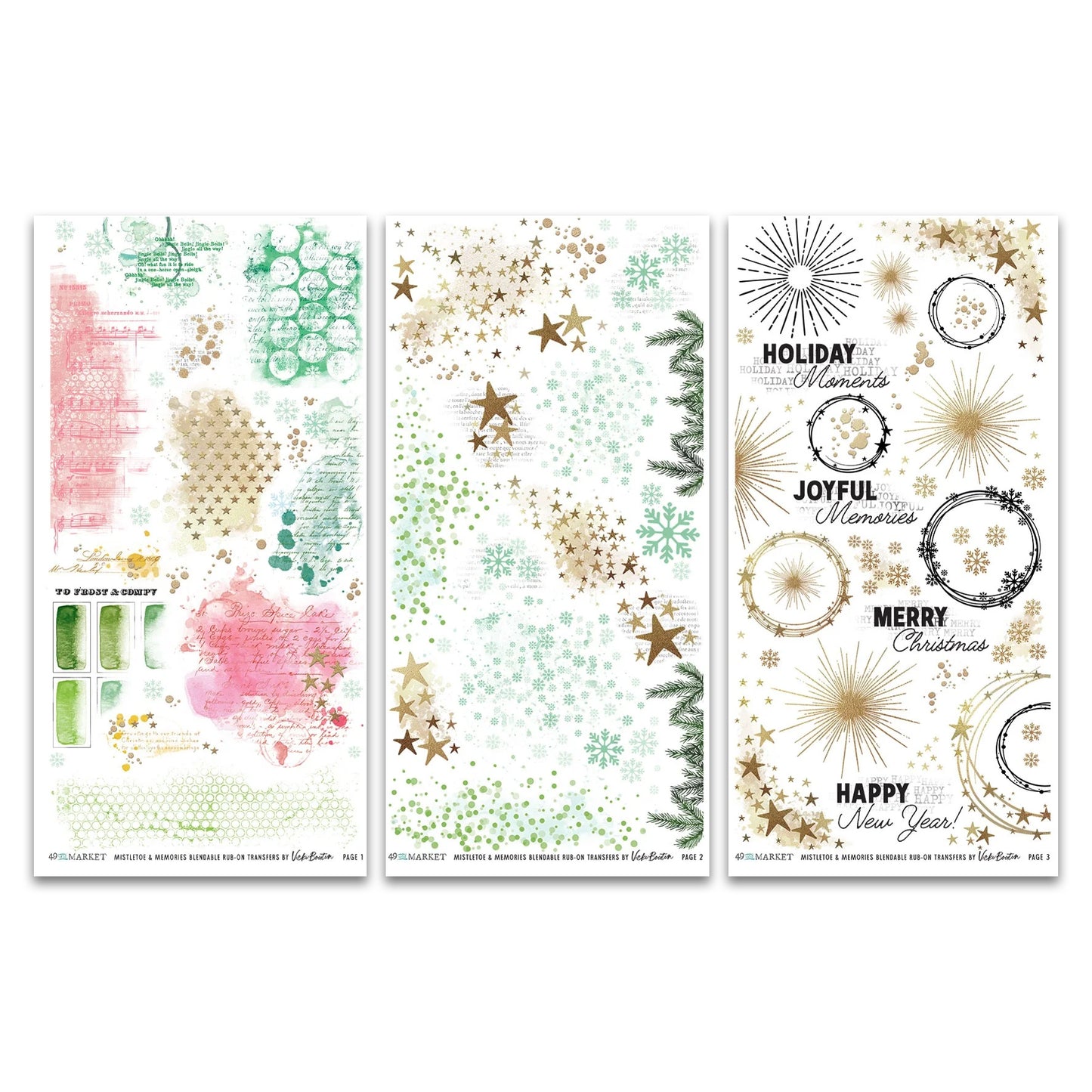 49 And Market Mistletoe And Memories Rub-On Transfer Set - Blendable