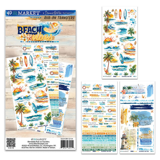 49 And Market Beach Vibes Rub-On Transfer Set 6"X12"