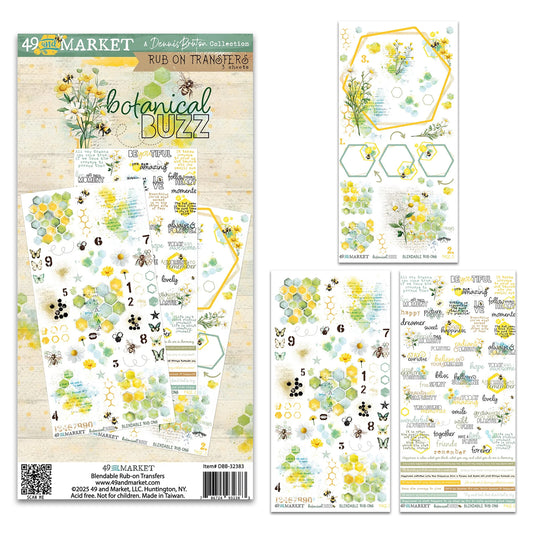 49 And Market Botanical Buzz Rub - On Transfer Set 6"X12"