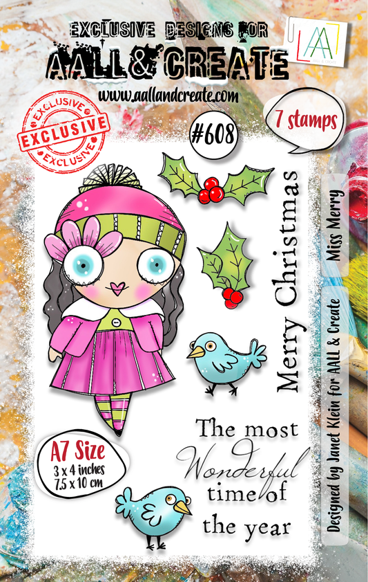 #608 - A7 Clear Stamp Set - Miss Merry