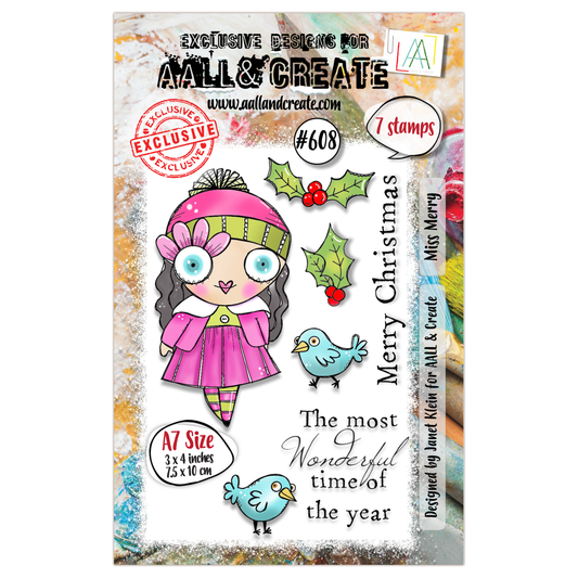 #608 - A7 Clear Stamp Set - Miss Merry