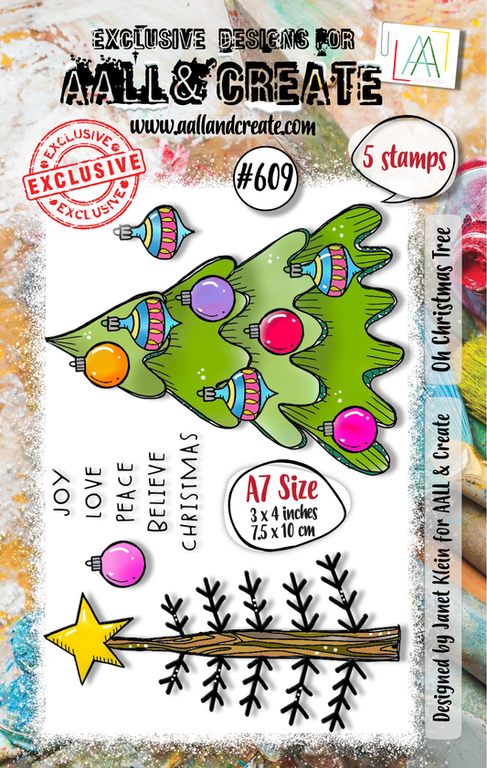 #609 - A7 Clear Stamp Set - Oh Christmas Tree