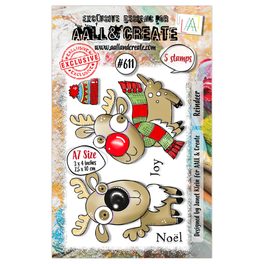 #611 - A7 Clear Stamp Set - Reindeer