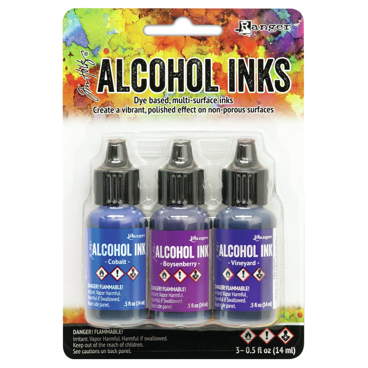 Ranger Tim Holtz Alcohol Ink .5oz 3 Pcs - Indigo / Violet Spectrum