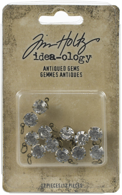 Idea-ology Tim Holtz Metal Adornments 12 Pcs - Antiqued Gems