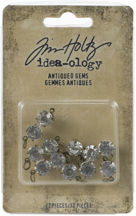 Idea-ology Tim Holtz Metal Adornments 12 Pcs - Antiqued Gems
