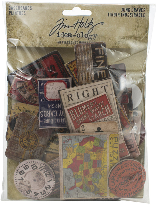 Idea-ology Tim Holtz Chipboard Baseboards 40 Pcs - Junk Drawer