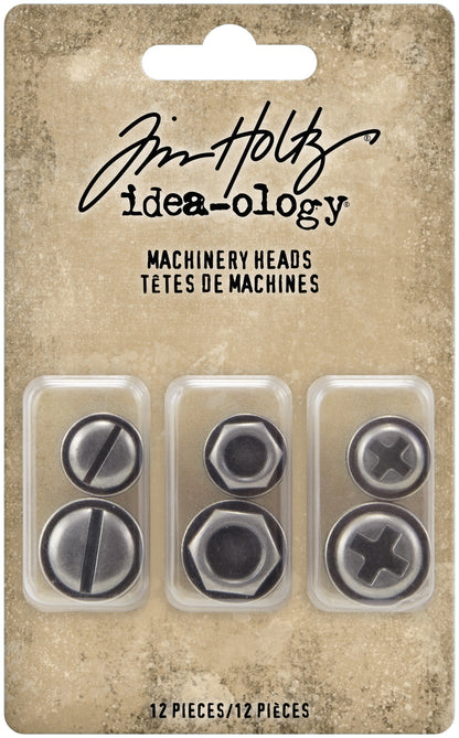 Idea-ology Tim Holtz Metal Adornments 6 Pcs - Machinery Heads