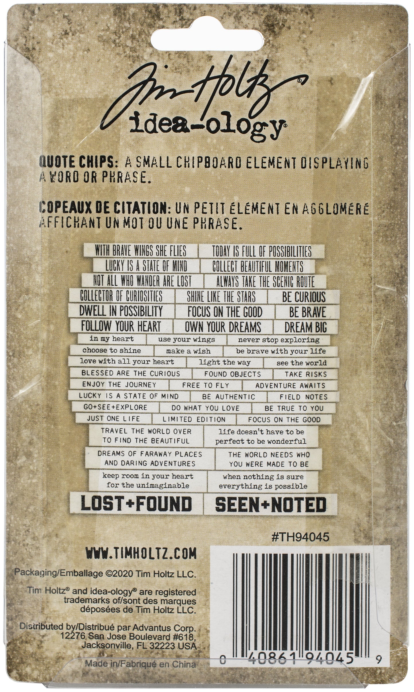 Idea-ology Tim Holtz Chipboard Quote Chips 47 Pcs - Theories