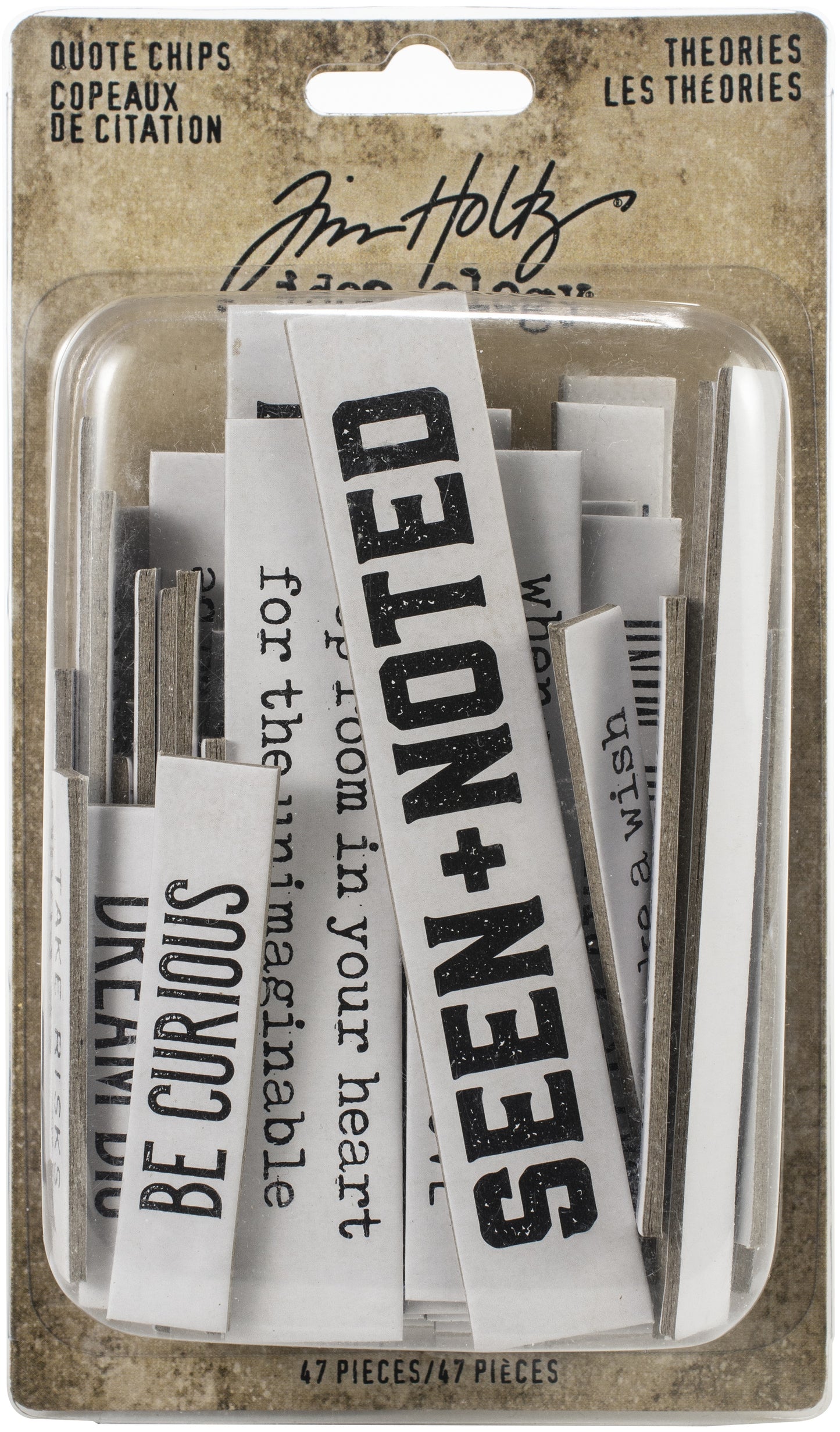 Idea-ology Tim Holtz Chipboard Quote Chips 47 Pcs - Theories