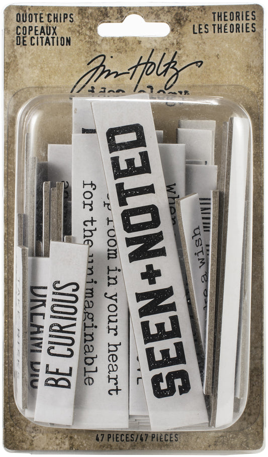 Idea-ology Tim Holtz Chipboard Quote Chips 47 Pcs - Theories
