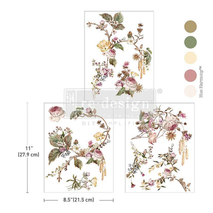 Re-design with Prima Rosette Royale 8,5x11 Inch Middy Transfers (3pcs)