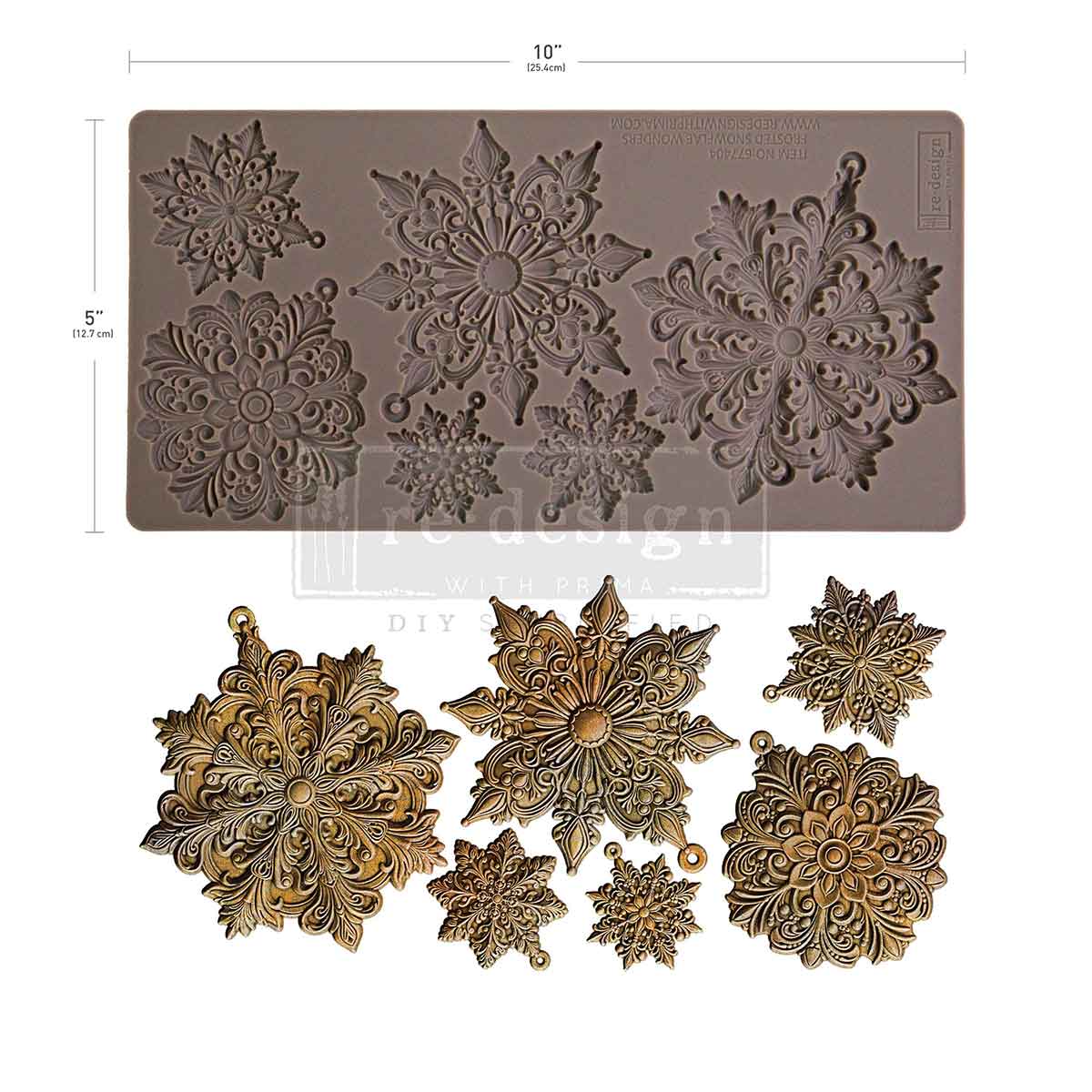 Re-design with Prima Frosted Snowflake Wonders 5x10 Inch Decor Moulds