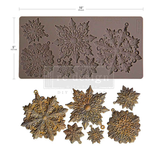Re-design with Prima Frosted Snowflake Wonders 5x10 Inch Decor Moulds