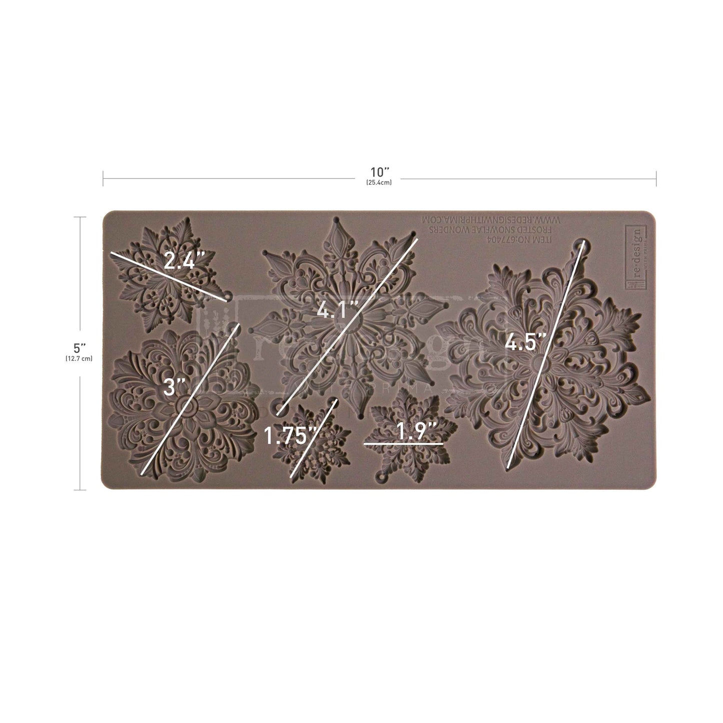 Re-design with Prima Frosted Snowflake Wonders 5x10 Inch Decor Moulds