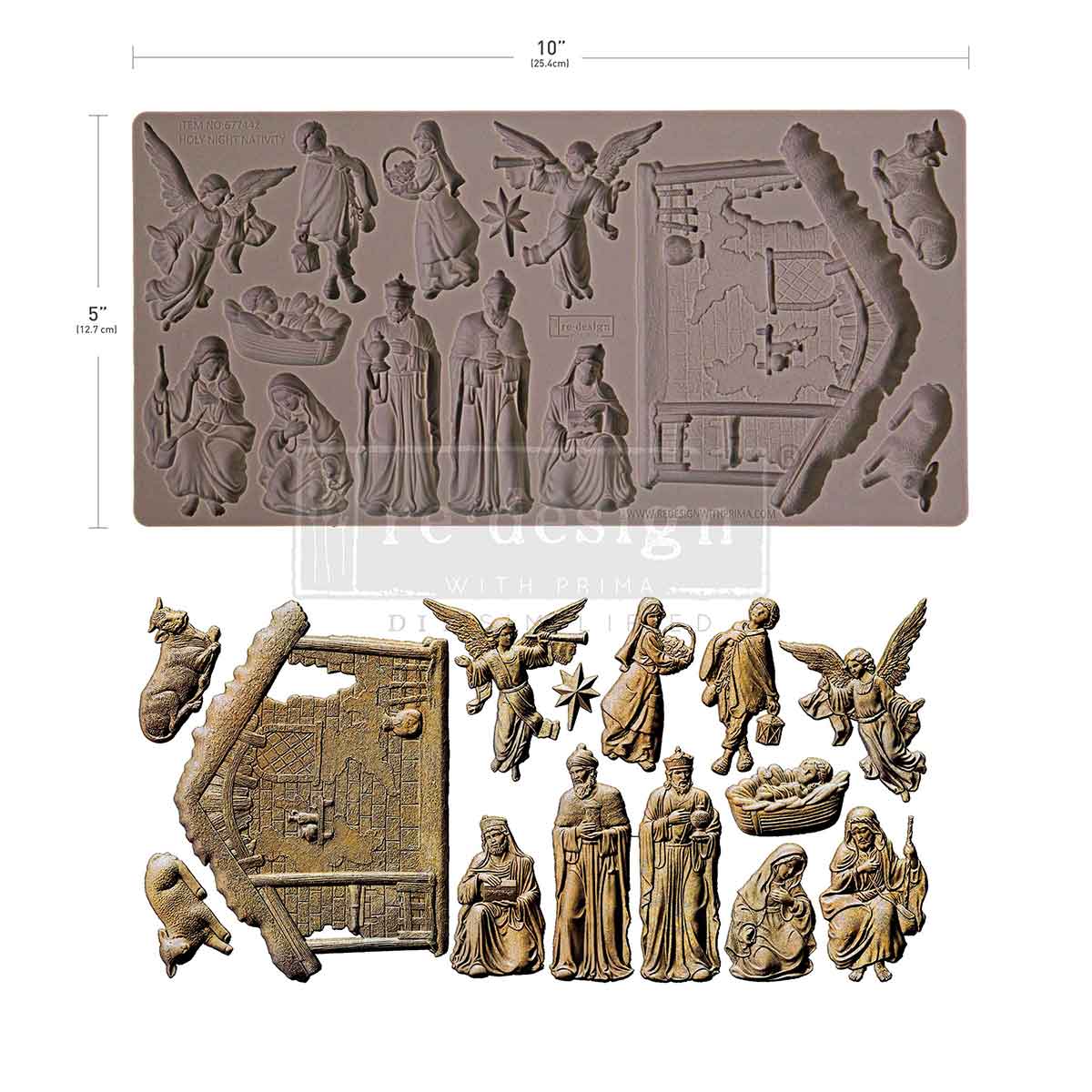 Re-design with Prima Holy Night Nativity 5x10 Inch Decor Moulds