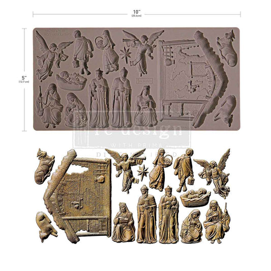 Re-design with Prima Holy Night Nativity 5x10 Inch Decor Moulds