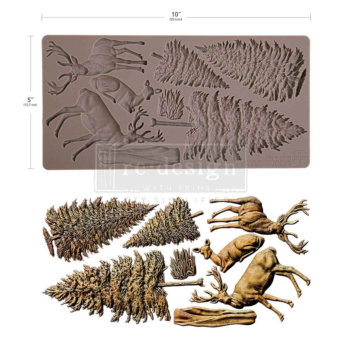 Re-design with Prima Evergreen Christmas Magic 5x10 Inch Decor Moulds