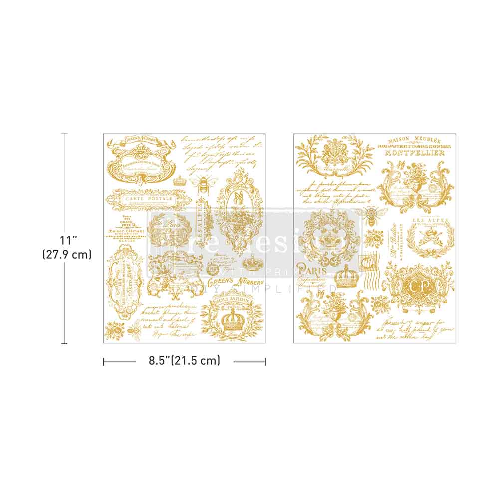 Re-design with Prima Gilded Memories 8,5x11 Inch H2O Transfers Gold (2pcs)