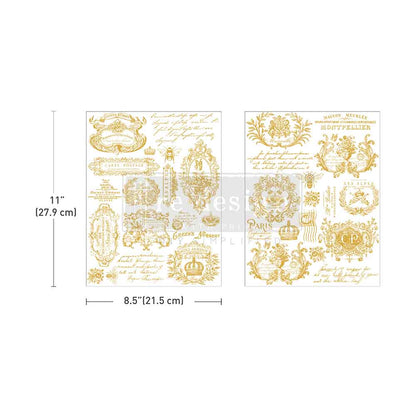 Re-design with Prima Gilded Memories 8,5x11 Inch H2O Transfers Gold (2pcs)