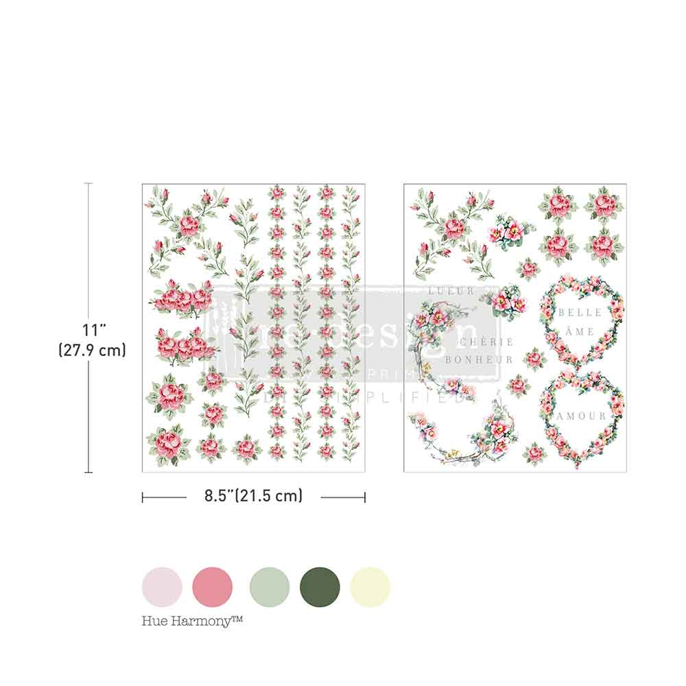 Re-design with Prima Nostalgic Blooms 8,5x11 Inch H2O Transfers (2pcs)