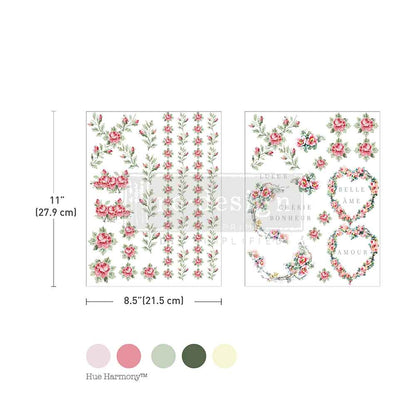 Re-design with Prima Nostalgic Blooms 8,5x11 Inch H2O Transfers (2pcs)