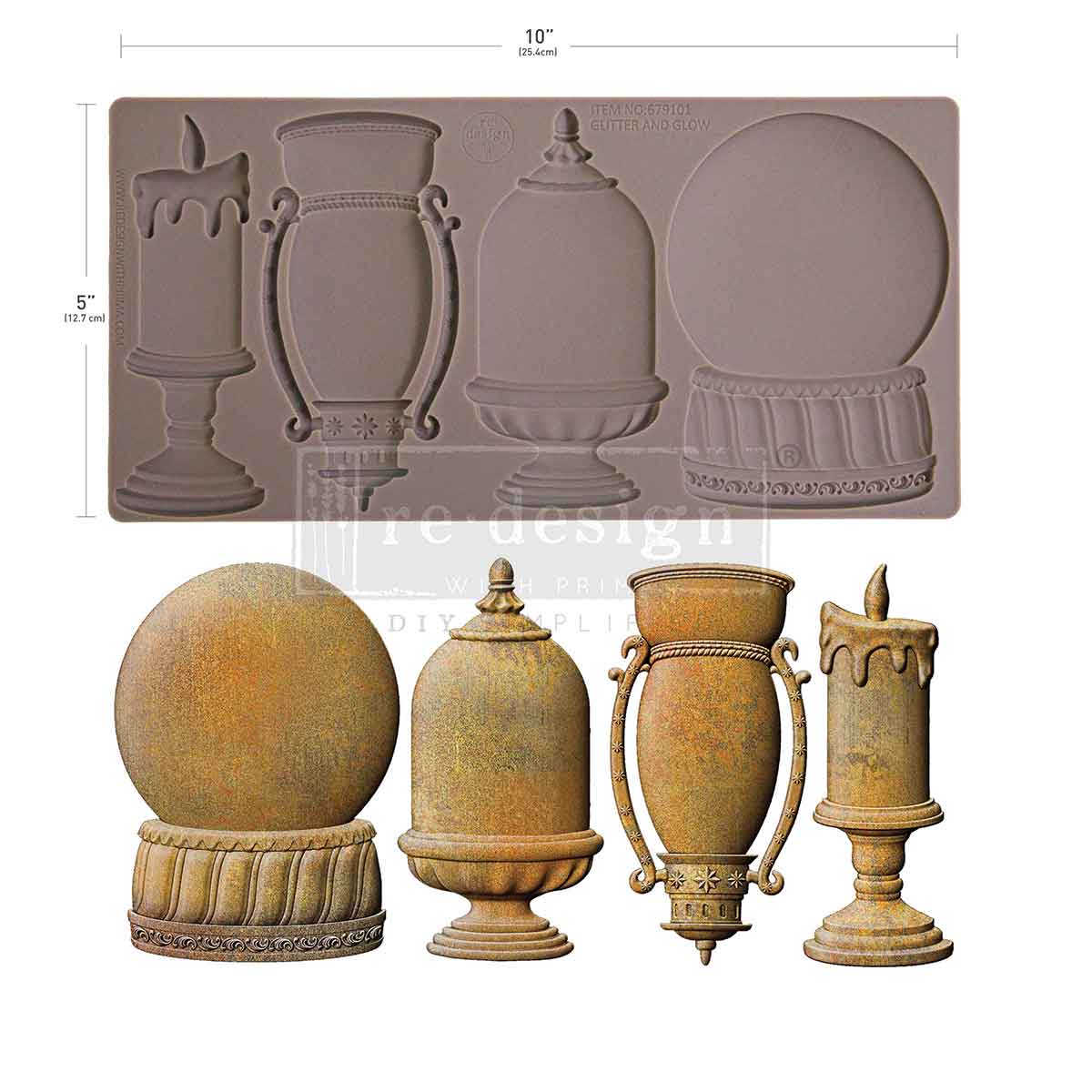 Re-design with Prima Glitter And Glow 5x10 Inch Decor Moulds