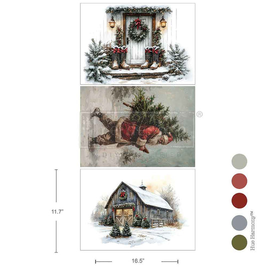 Re-design with Prima Santa'S Woodland Stroll A3 Decoupage Fiber Pack (3pcs)