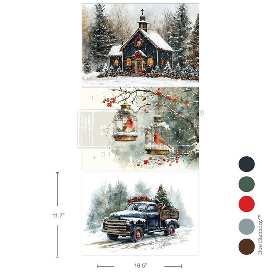 Re-design with Prima Christmas Blessings A3 Decoupage Fiber Pack (3pcs)