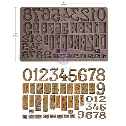 Prima Marketing Finnabair Letterpress Numbers 5x8 Inch Decor Moulds