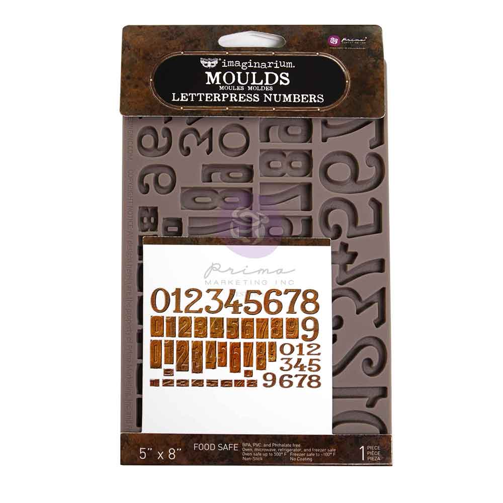 Prima Marketing Finnabair Letterpress Numbers 5x8 Inch Decor Moulds