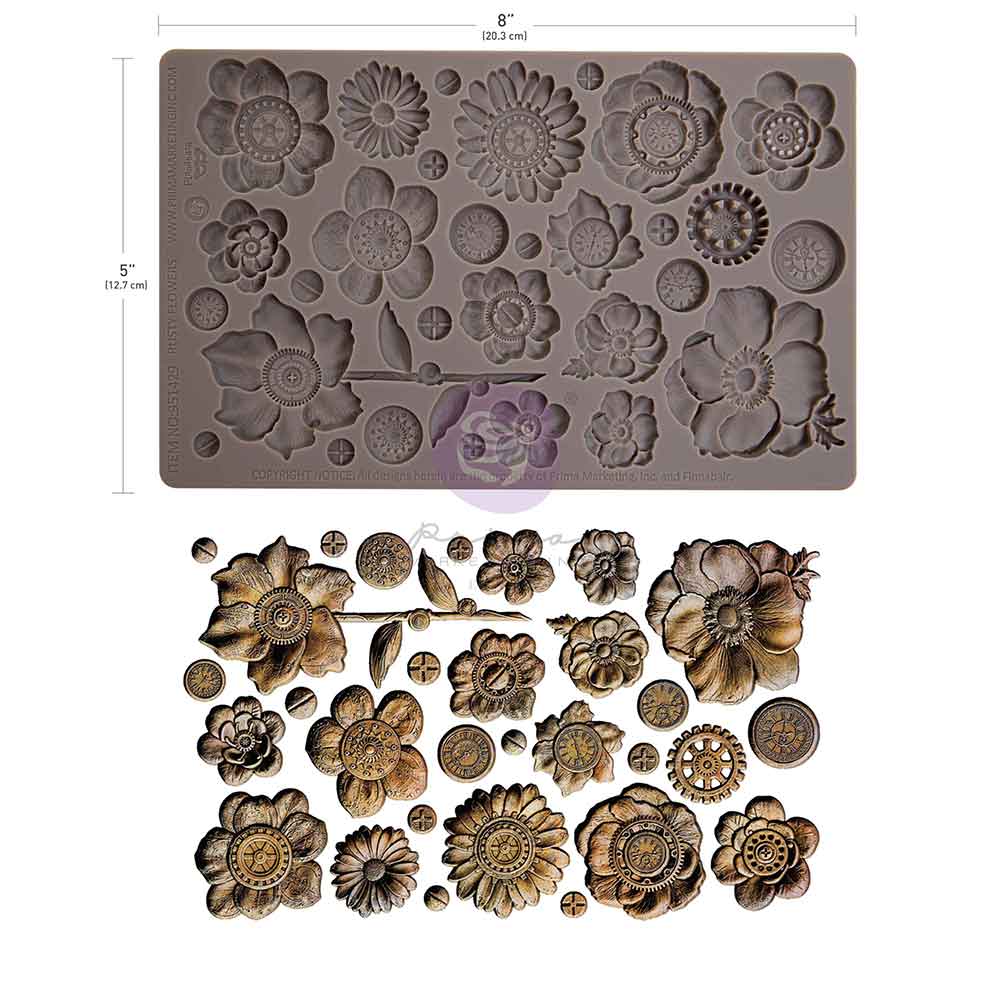 Prima Marketing Finnabair Rusty Flowers 5x8 Inch Decor Moulds