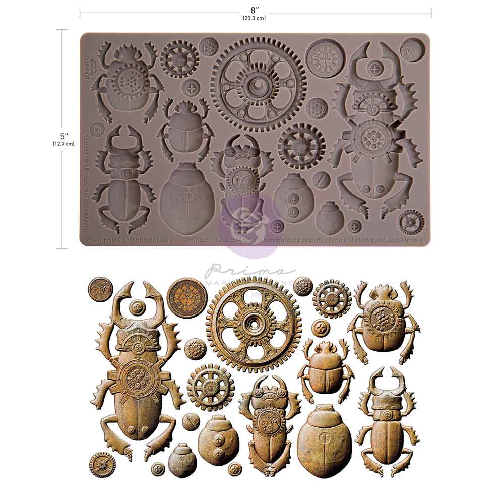Prima Marketing Finnabair Steampunk Beetles 5x8 Inch Decor Moulds