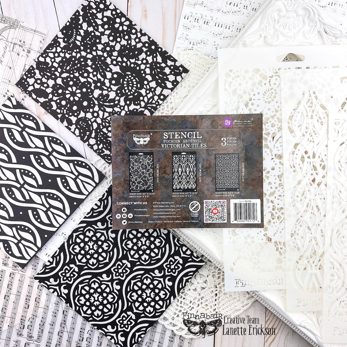 Prima Marketing Finnabair Limited Edition Stencil Set Victorian Tiles (3pcs)