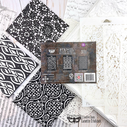 Prima Marketing Finnabair Limited Edition Stencil Set Victorian Tiles (3pcs)