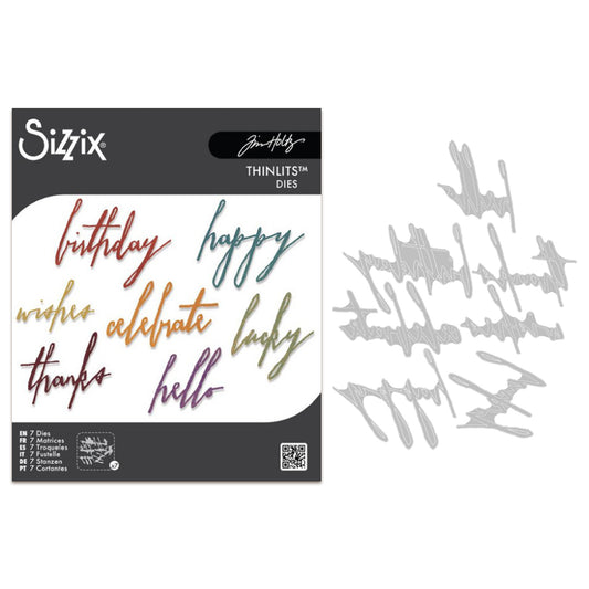 Sizzix Thinlits Die by Tim Holtz Handwritten Celebrate (7pcs)