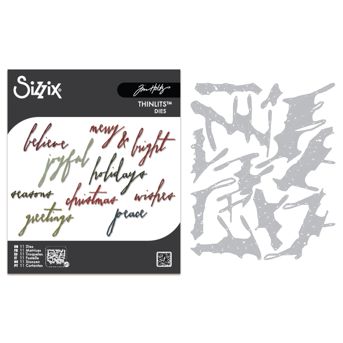 Sizzix Tim Holtz Thinlits Die Set 11PK - Classic Handwritten Holidays