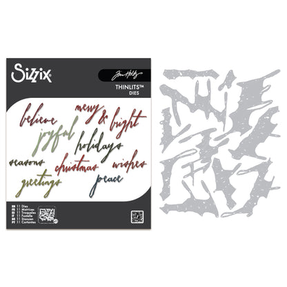 Sizzix Tim Holtz Thinlits Die Set 11PK - Classic Handwritten Holidays