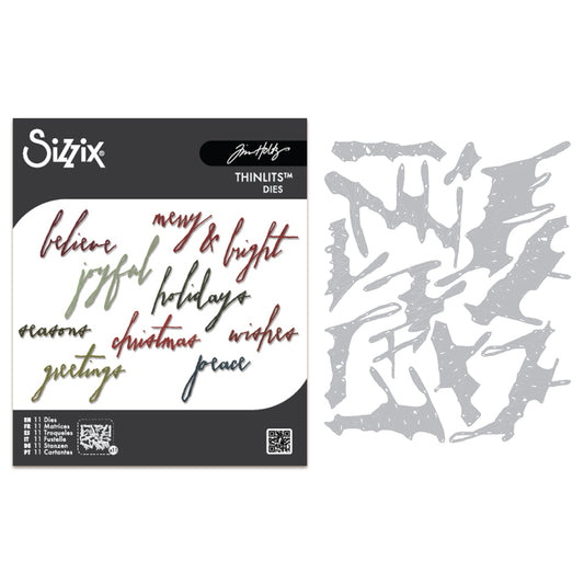 Sizzix Tim Holtz Thinlits Die Set 11PK - Classic Handwritten Holidays
