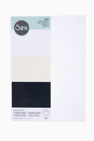 Sizzix Surfacez Smooth Cardstock A4 Black/Ivory/White (60Pcs)