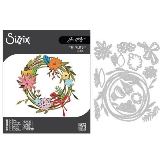 Sizzix Thinlits Die by Tim Holtz Vault Funky Floral Wreath (14pcs)
