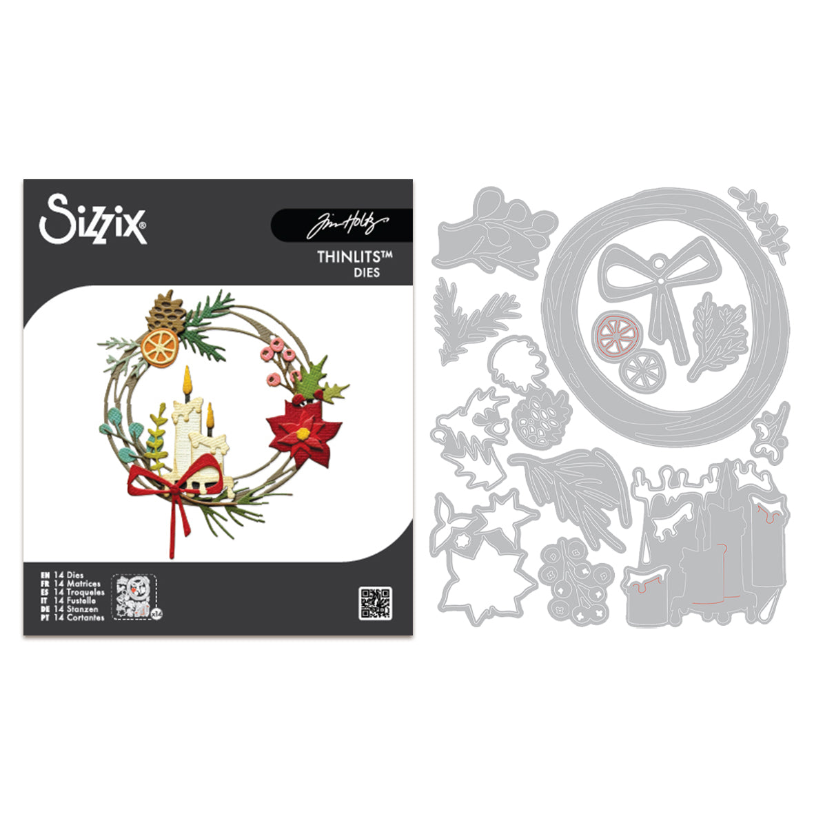 Sizzix Tim Holtz Thinlits Die Set 14PK - Vault Festive Wreath