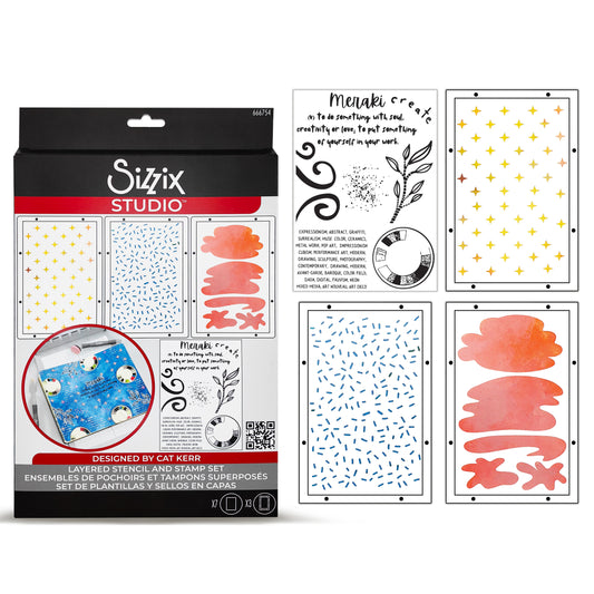 Sizzix Studio Clear Stamps w/Stencils by Cat Kerr Create