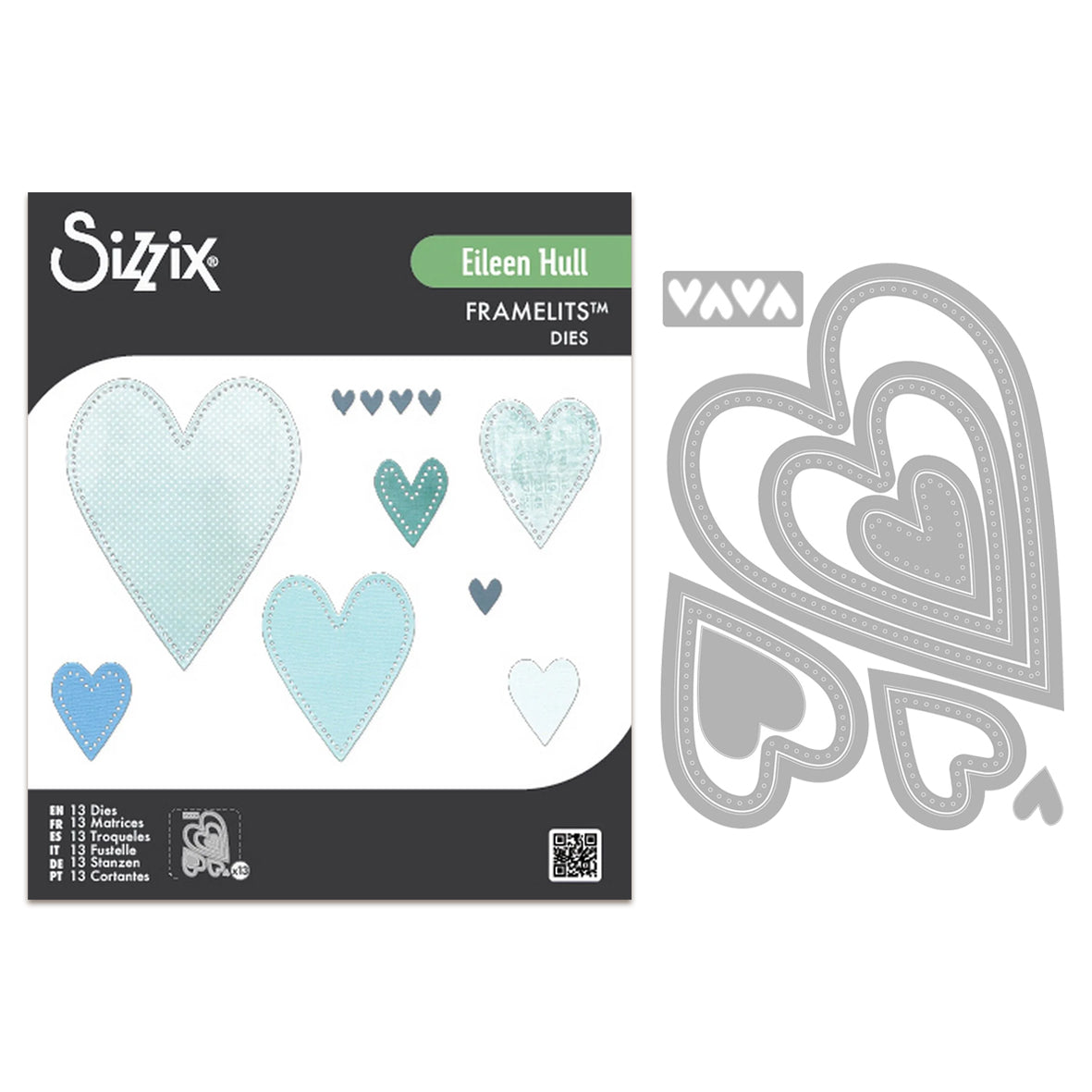 Sizzix Framelits Die Set Stitched Hearts (13pcs) by Eileen Hull