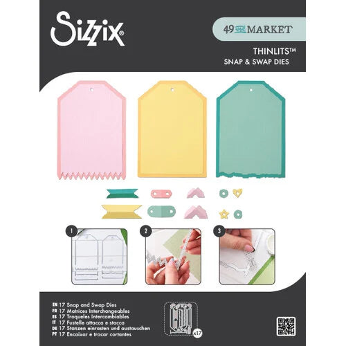 Sizzix Thinlits Die Set 17PK - Snap and Swap Large Tags by 49 and Market