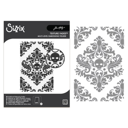 Sizzix Multi-Level Texture Fades A6 Embossing Folder by Tim Holtz Vault Skull